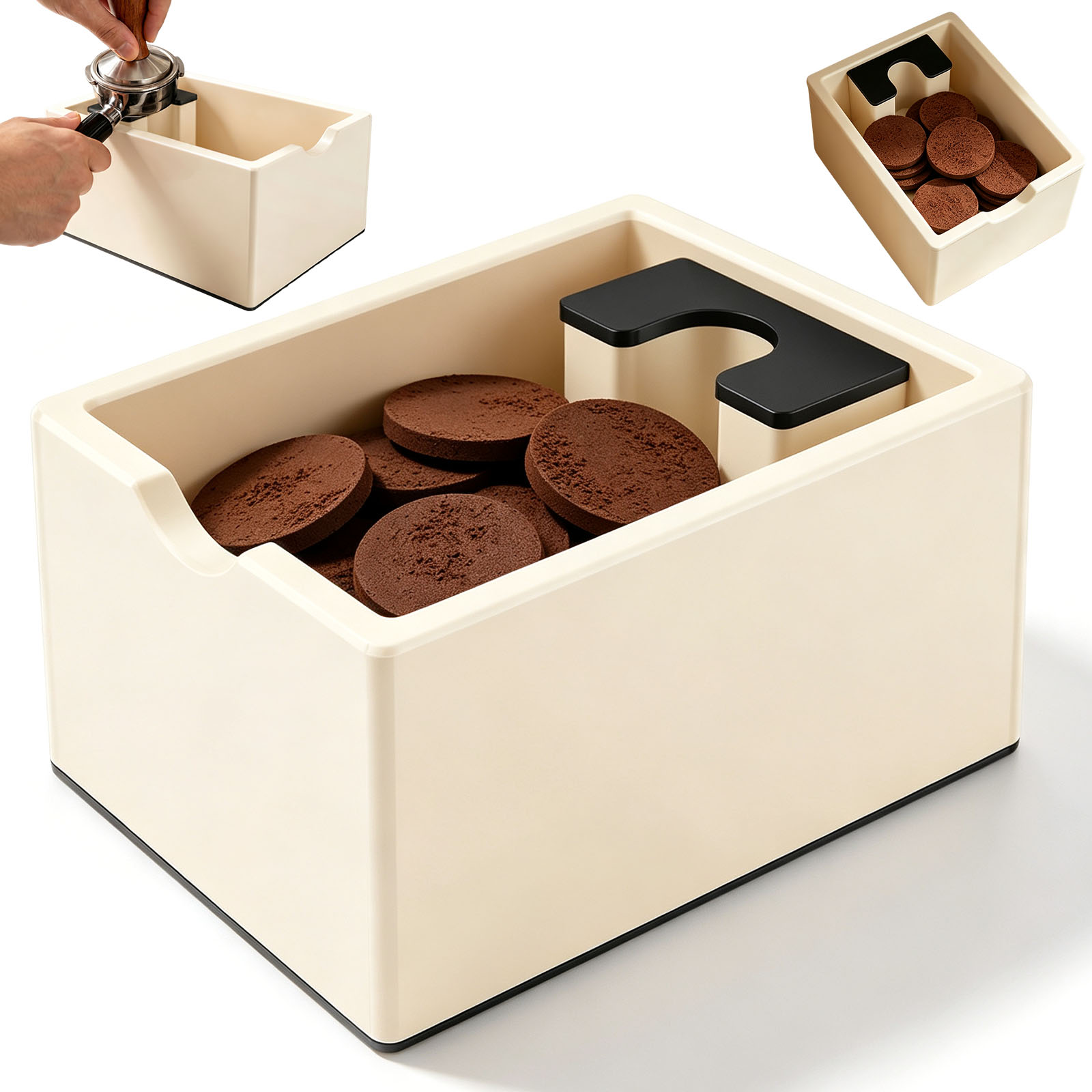 Coffee Knock Box - Espresso-knockbox met grote capaciteit, koffiepuck-knockcontainer, afvalbak