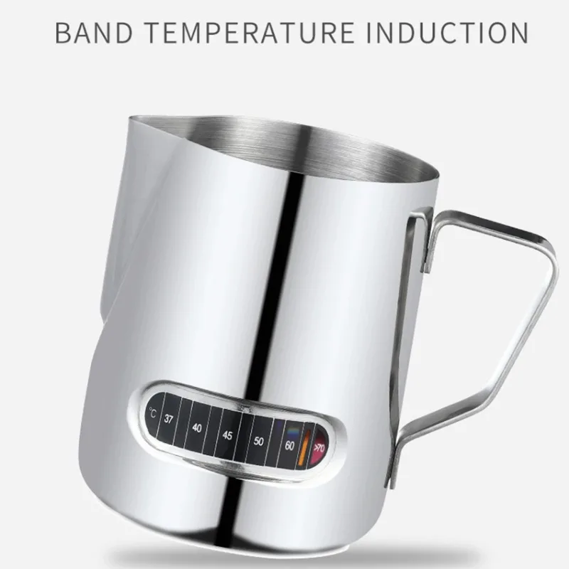 Milk Steaming Pitcher - 350 ml Rvs Melkopschuimkan Temperatuurweergave Melkopschuimer