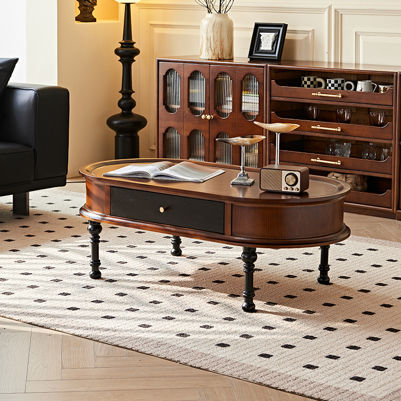 Coffee Equipment Home - Franse vintage luxe ovale salontafel uit