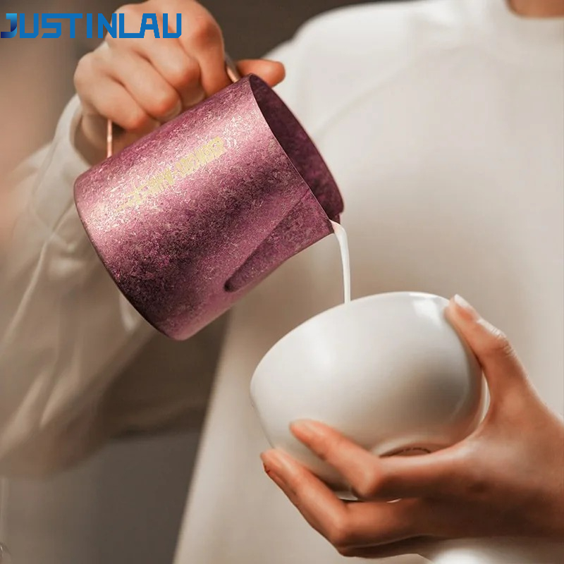 Milk Steaming Pitcher - JUSTINLAU 600ml Pure Titanium Melkkan Antibacteriële