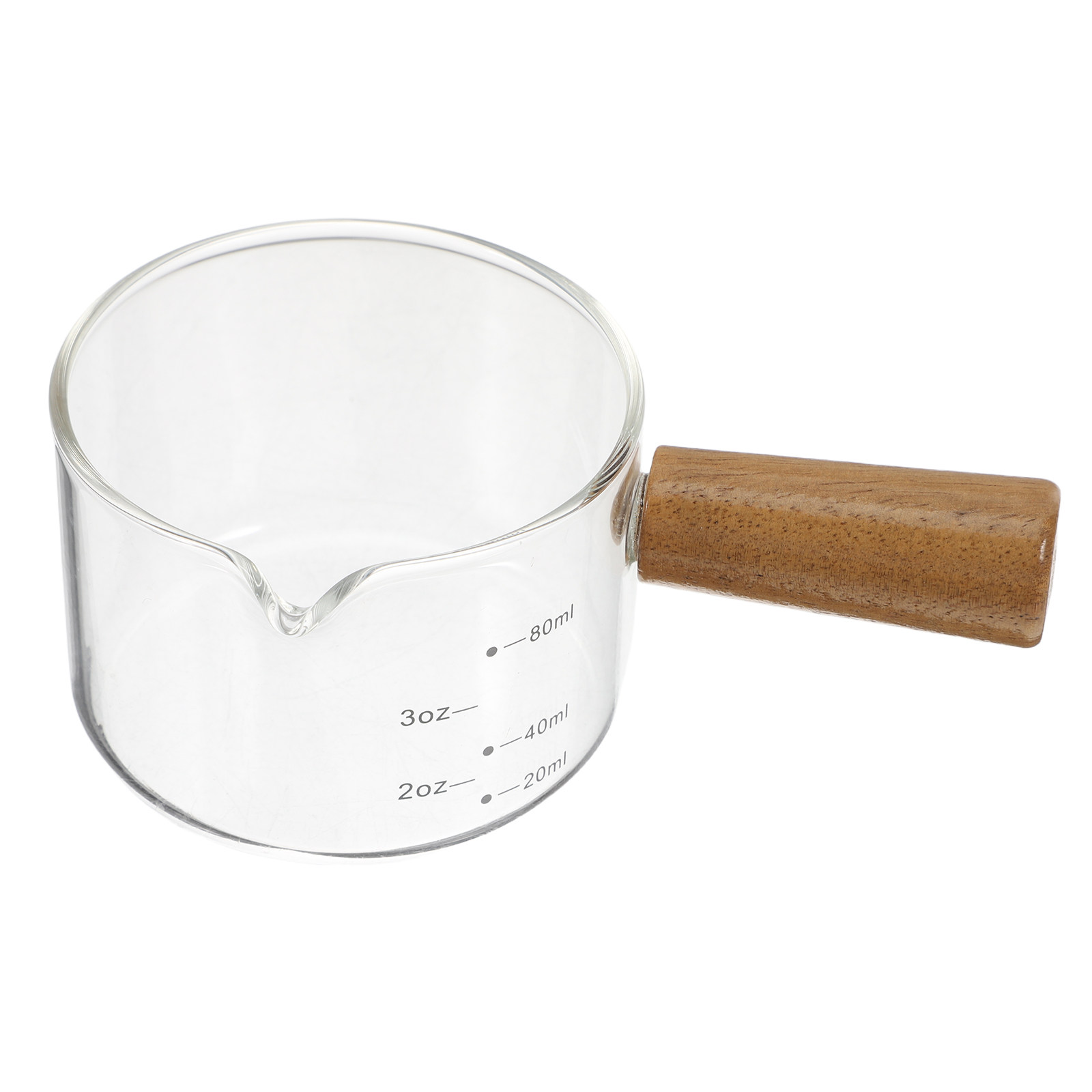 Milk Steaming Pitcher - Mini Glazen Melkkan met Houten Handvat,